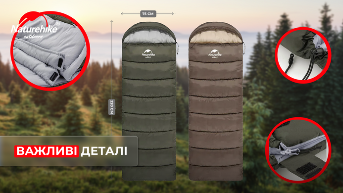Спальник Naturehike U350S NH20MSD07, темно-зелений