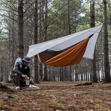 Гамак одноместный с москитной сеткой и тентом Naturehike Shelter camping NH20ZP092, 75D pongee, оранжевый