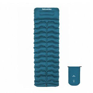 Матрас туристический одноместный надувной Naturehike CNK2550WS019, 200x60x9.5 см, синий, прямоугольный с мешком для надува.
