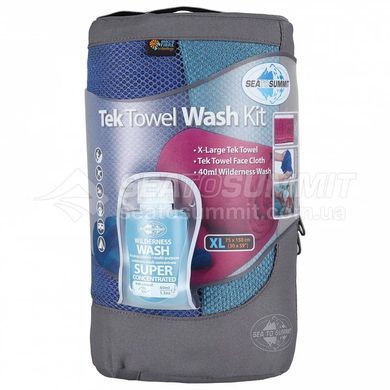 Набор: полотенце из микрофибры + шампунь Tek Towel Wash Kit, L, Cobalt Blue от Sea to Summit (STS ATTKITLCO)