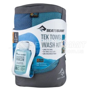 Набор: полотенце из микрофибры + шампунь Tek Towel Wash Kit, L, Cobalt Blue от Sea to Summit (STS ATTKITLCO)