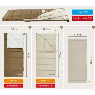Спальник 3 в 1 Naturehike CR450 CNH22SD011, коричневый
