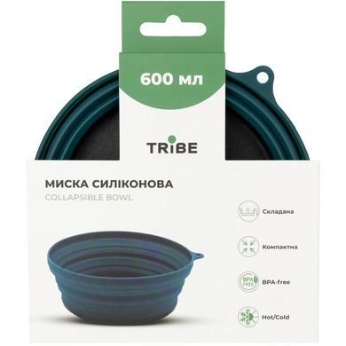 Миска Tribe Collapsible Bowl 600 мл силиконовая, ocean