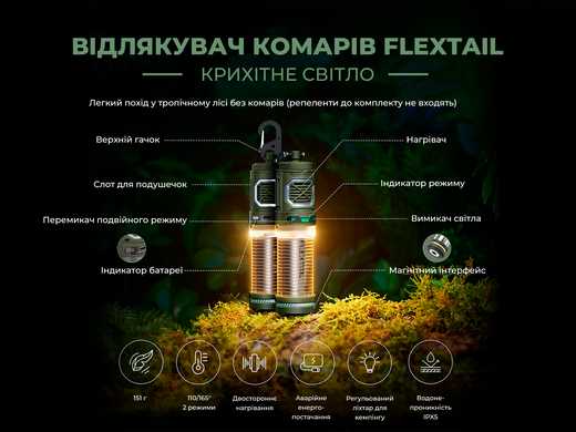 Фумігатор-ліхтар кемпінговий Flextail Tiny Repel S, бежевий