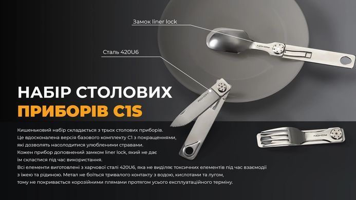 Набор столовых приборов Roxon C1S 3 in1 (ложка, вилка, нож), нержавеющая сталь