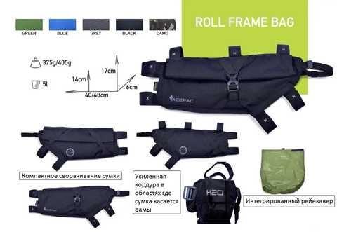 Сумка на раму Acepac Roll Frame Bag M, Black