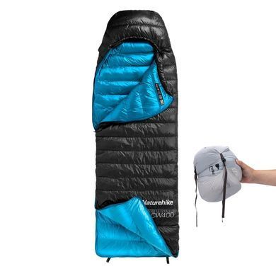 Спальник Naturehike CW400 NH18C400-D, L, черно-голубой