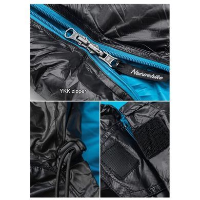Спальник Naturehike CW400 NH18C400-D, L, черно-голубой