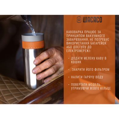 Портативная кофеварка-термокружка Wacaco Pipamoka, механическая, для молотого кофе