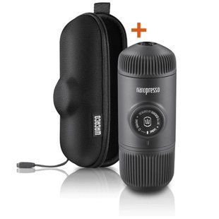 Портативная эспрессо-кофеварка Wacaco Nanopresso серая с чехлом, механическая, для молотого кофе