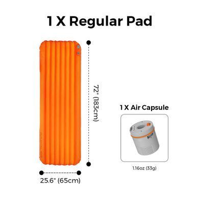 Коврик самонадувающийся Flextail Tiny Slleeping Pad R05 AVS, размер L (196 х 55 х 7 см), оранжевый