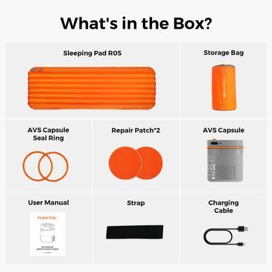 Коврик самонадувающийся Flextail Tiny Slleeping Pad R05 AVS, размер L (196 х 55 х 7 см), оранжевый