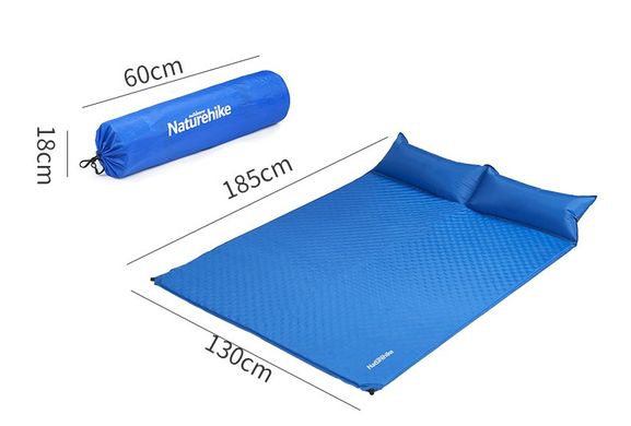 Коврик самонадувающийся двухместный с подушкой Naturehike NH18Q010-D, 25 мм;