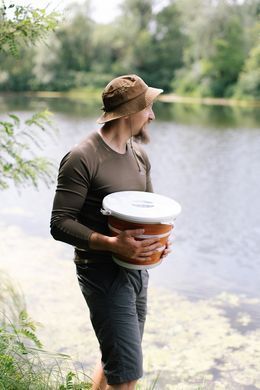 Відро Tribe Water Bucket Lid 10 л силіконове з кришкою T-FJ-0050, terracota